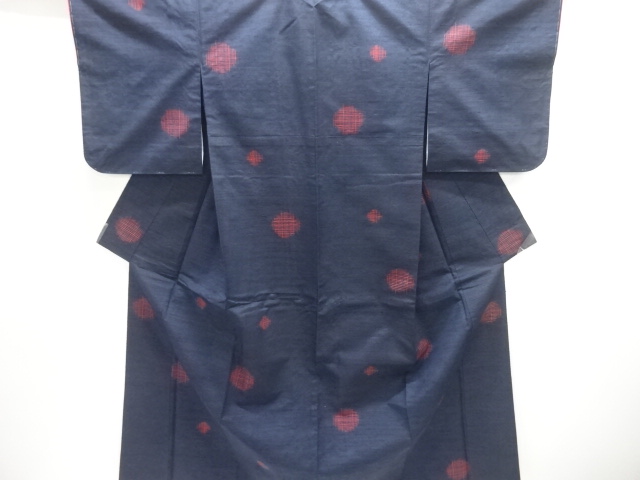 JAPANESE KIMONO / KIMONO / SILK / HAND WOVEN TSUMUGI / KASURI & DOTS
